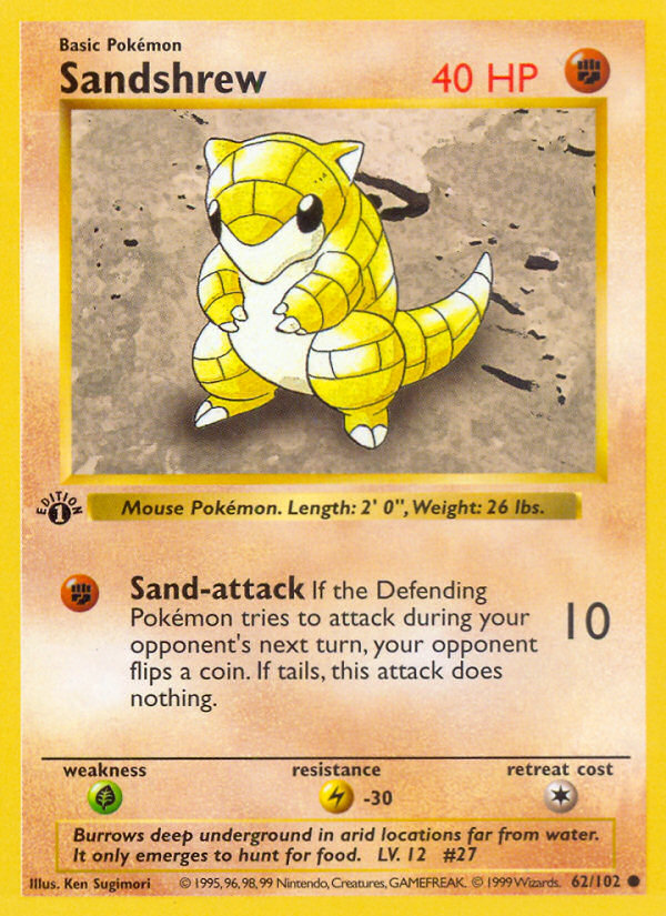 Sandshrew (62/102) (Shadowless) [Base Set 1st Edition] | Silver Goblin