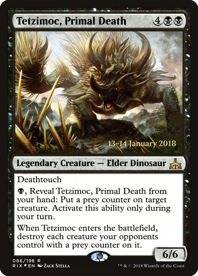 Tetzimoc, Primal Death [Rivals of Ixalan Prerelease Promos] | Silver Goblin