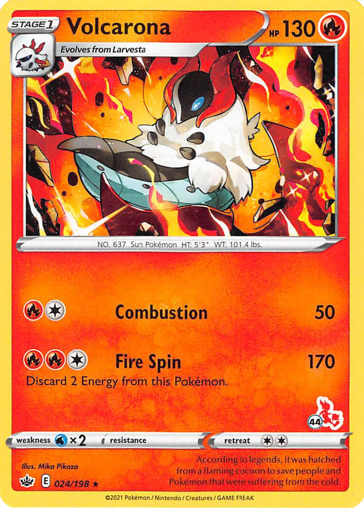 Volcarona (24/198) (Cinderace Stamp #44) [Battle Academy 2022] | Silver Goblin