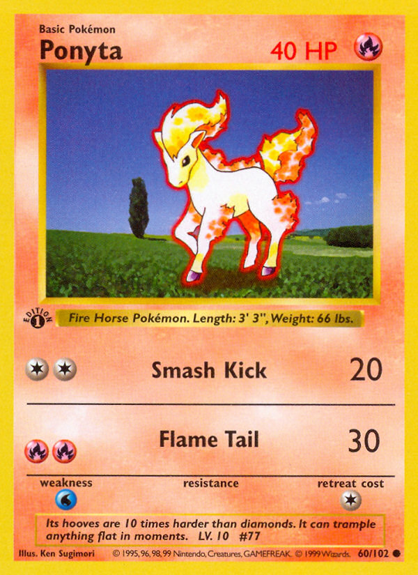 Ponyta (60/102) (Shadowless) [Base Set 1st Edition] | Silver Goblin