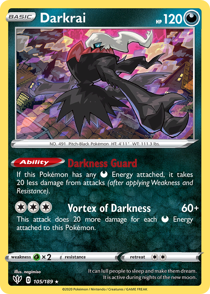 Darkrai (105/189) [Sword & Shield: Darkness Ablaze] | Silver Goblin