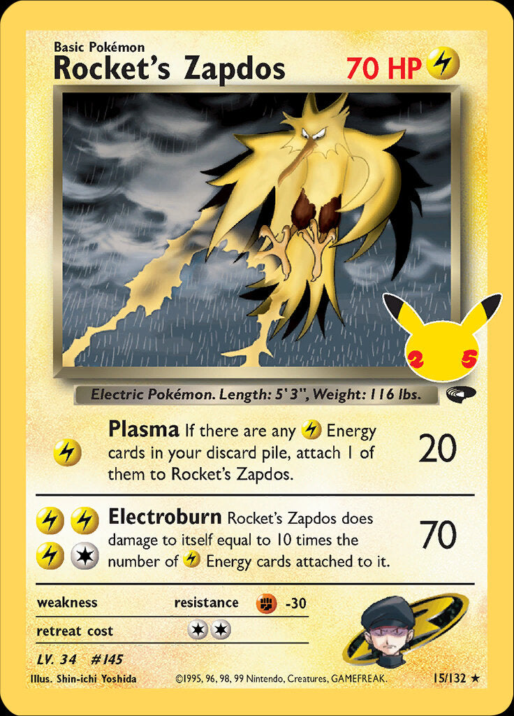 Rocket's Zapdos (15/132) [Celebrations: 25th Anniversary - Classic Collection] | Silver Goblin