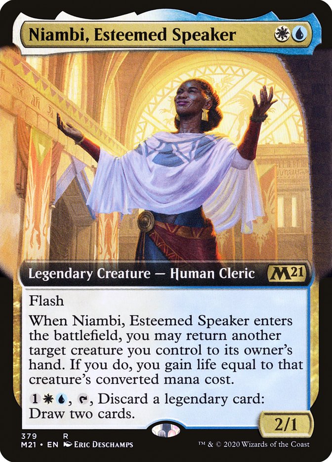 Niambi, Esteemed Speaker (Extended Art) [Core Set 2021] | Silver Goblin