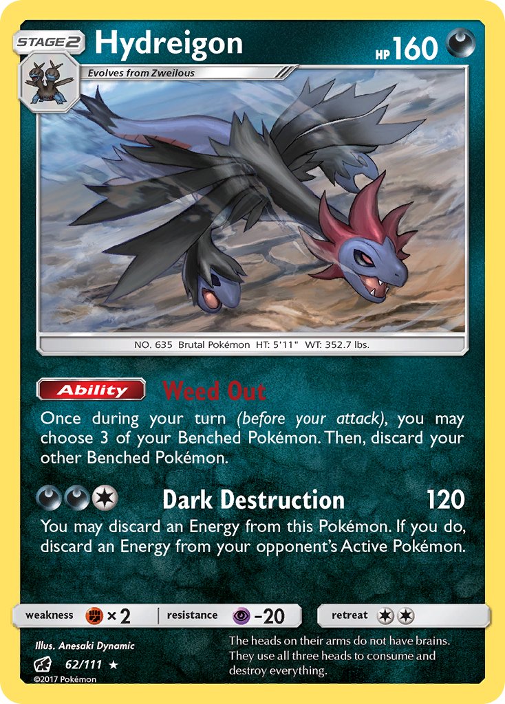 Hydreigon (62/111) (Cracked Ice Holo) (Theme Deck Exclusive) [Sun & Moon: Crimson Invasion] | Silver Goblin