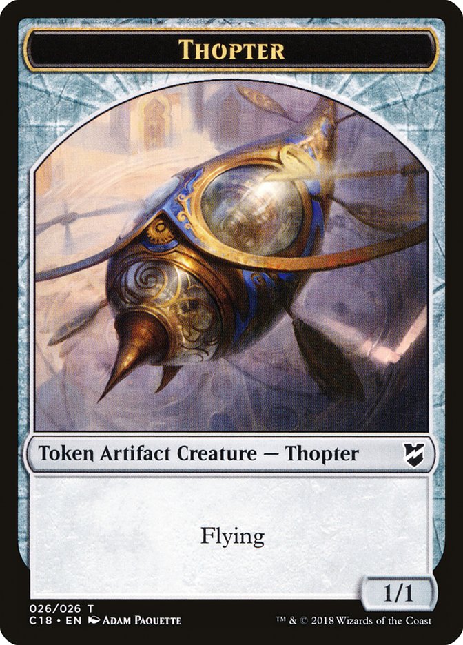 Cat Warrior // Thopter (026) Double-Sided Token [Commander 2018 Tokens] | Silver Goblin