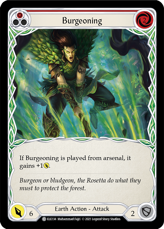 Burgeoning (Red) [ELE134] (Tales of Aria)  1st Edition Rainbow Foil | Silver Goblin