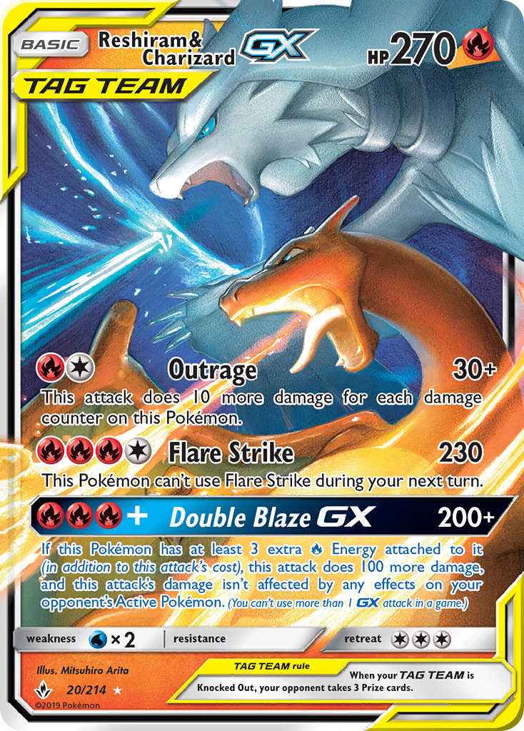 Reshiram & Charizard GX (20/214) [Sun & Moon: Unbroken Bonds] | Silver Goblin