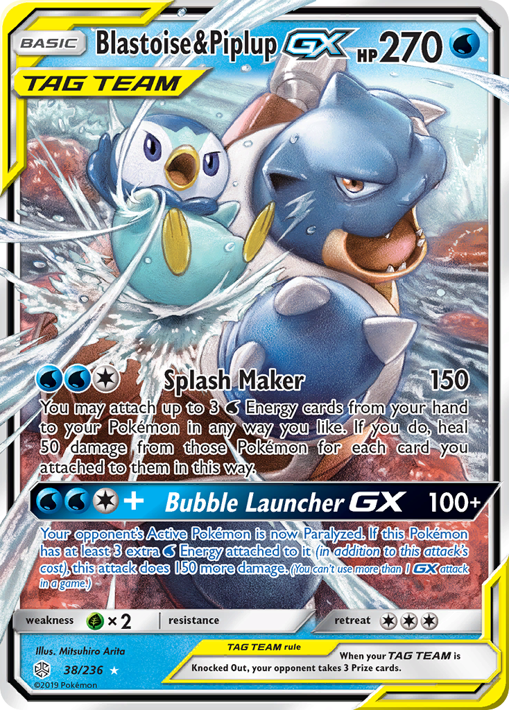 Blastoise & Piplup GX (38/236) [Sun & Moon: Cosmic Eclipse] | Silver Goblin