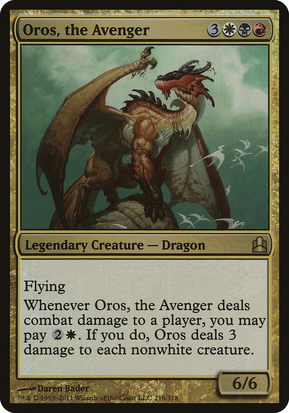 Oros, the Avenger (Oversized) [Commander 2011 Oversized] | Silver Goblin