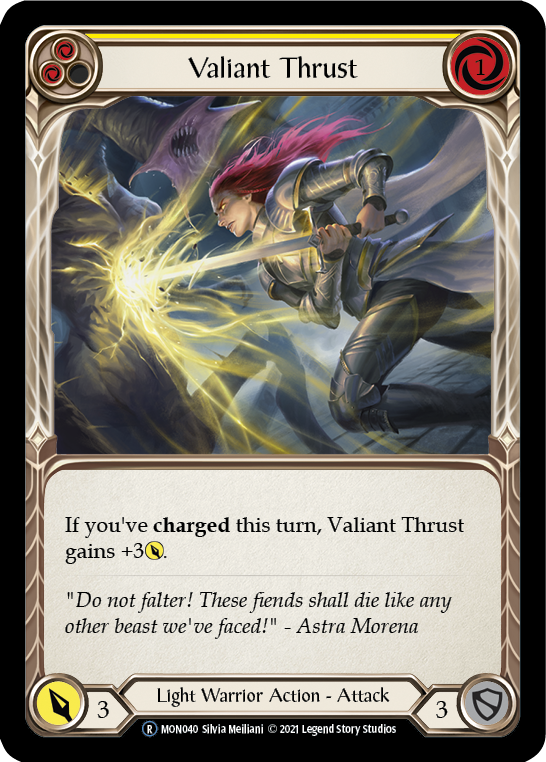 Valiant Thrust (Yellow) [U-MON040] (Monarch Unlimited)  Unlimited Normal | Silver Goblin