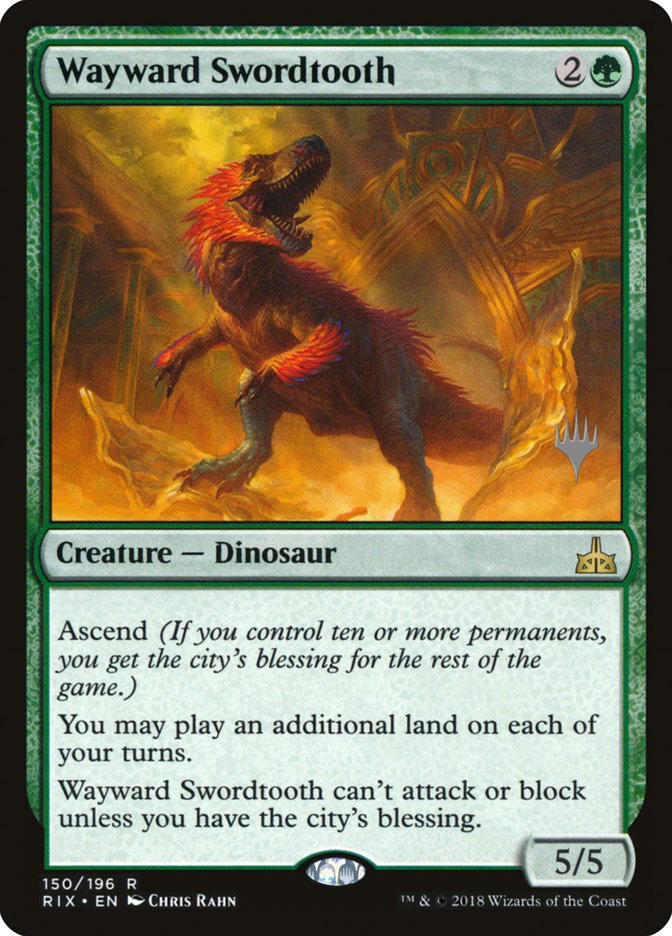 Wayward Swordtooth (Promo Pack) [Rivals of Ixalan Promos] | Silver Goblin