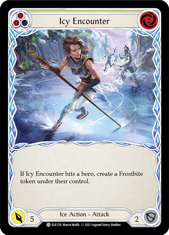 Icy Encounter (Yellow) [ELE158] (Tales of Aria)  1st Edition Rainbow Foil | Silver Goblin