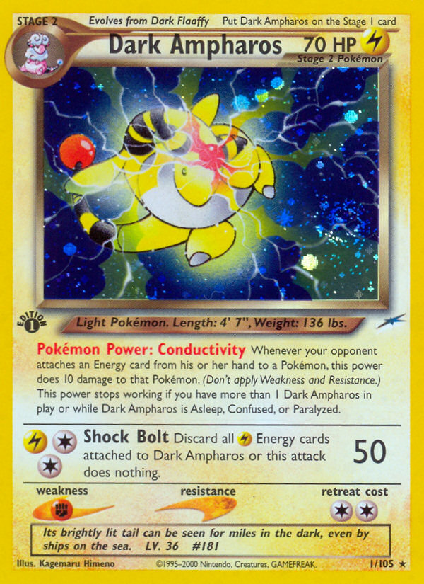 Dark Ampharos (1/105) [Neo Destiny 1st Edition] | Silver Goblin