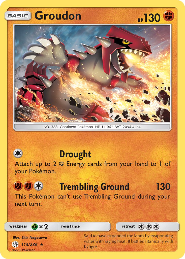 Groudon (113/236) (Cracked Ice Holo) (Theme Deck Exclusive) [Sun & Moon: Cosmic Eclipse] | Silver Goblin