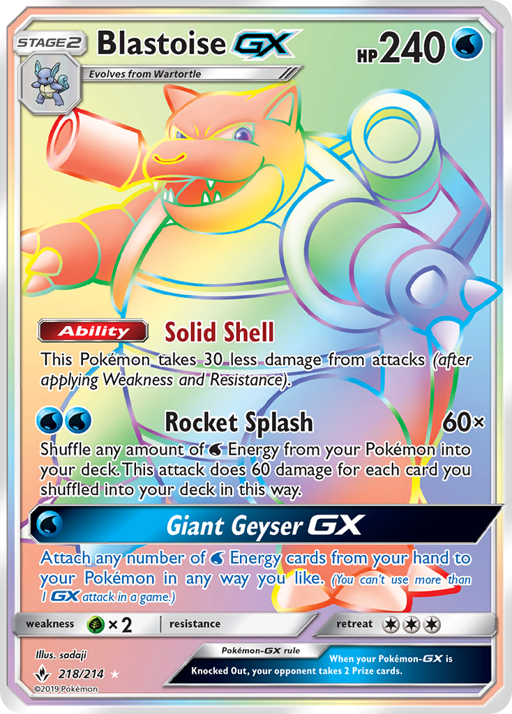 Blastoise GX (218/214) [Sun & Moon: Unbroken Bonds] | Silver Goblin