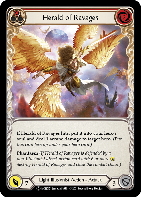 Herald of Ravages (Red) [U-MON017-RF] (Monarch Unlimited)  Unlimited Rainbow Foil | Silver Goblin