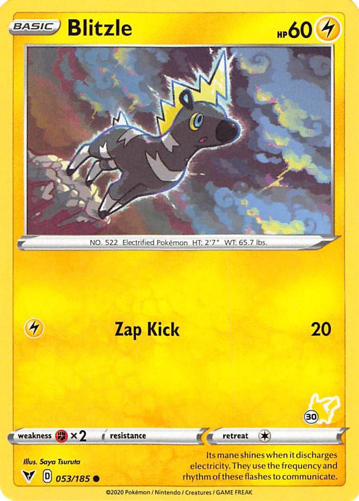 Blitzle (053/185) (Pikachu Stamp #30) [Battle Academy 2022] | Silver Goblin