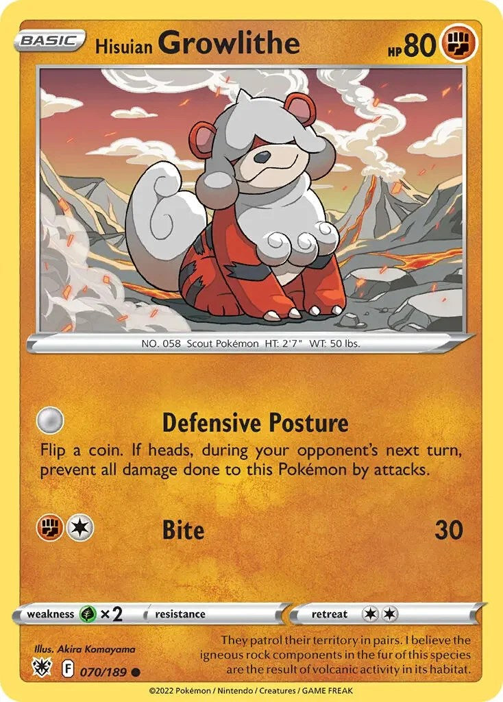 Hisuian Growlithe (070/189) (Theme Deck Exclusive) [Sword & Shield: Astral Radiance] | Silver Goblin