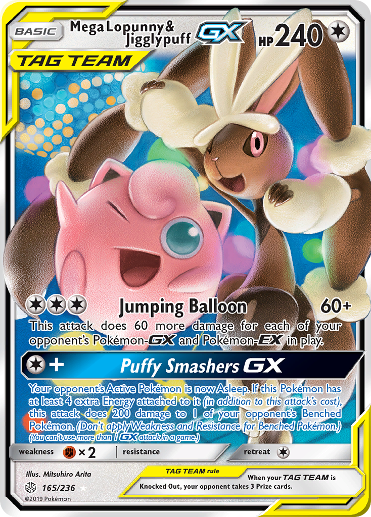 Mega Lopunny & Jigglypuff GX (165/236) [Sun & Moon: Cosmic Eclipse] | Silver Goblin