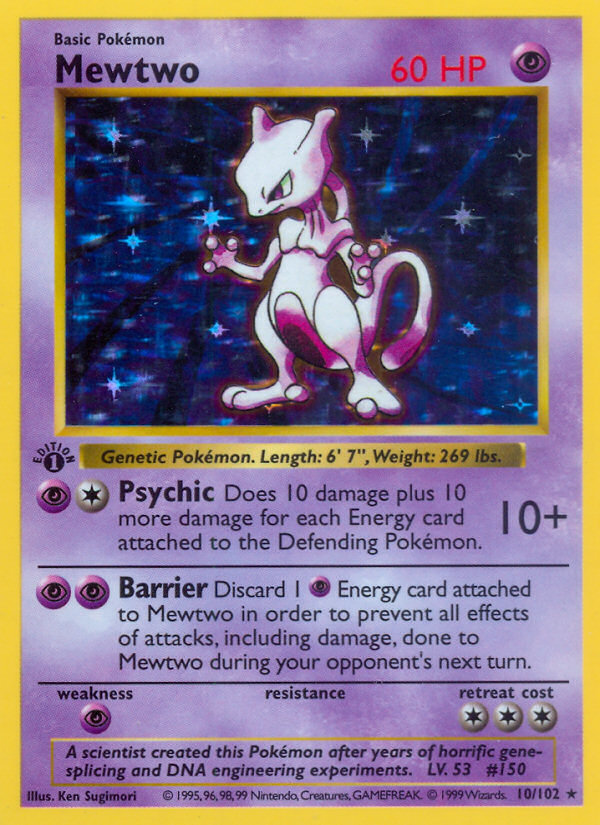 Mewtwo (10/102) (Shadowless) [Base Set 1st Edition] | Silver Goblin