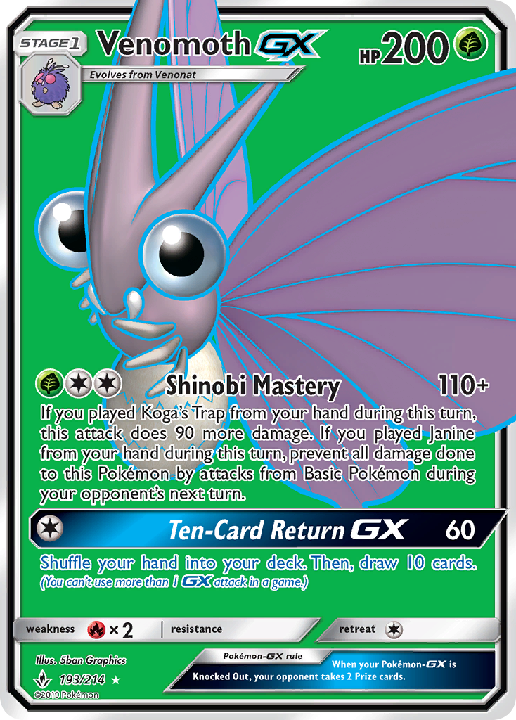 Venomoth GX (193/214) [Sun & Moon: Unbroken Bonds] | Silver Goblin