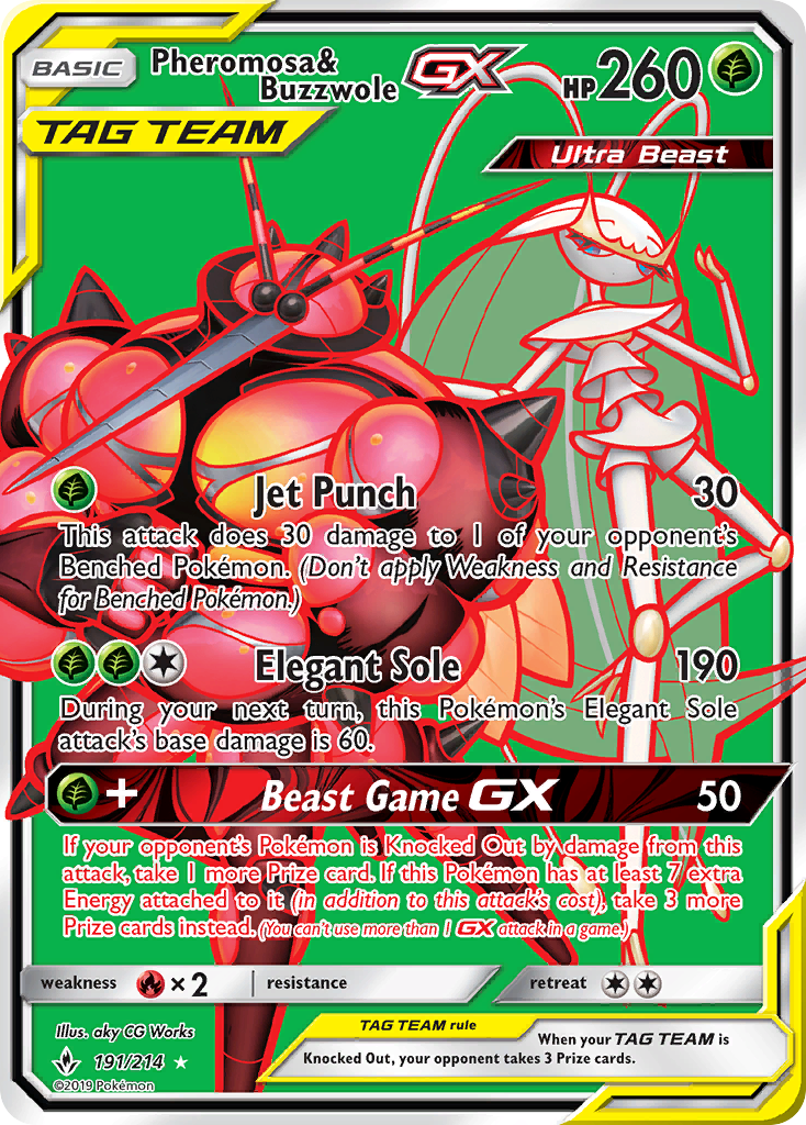 Pheromosa & Buzzwole GX (191/214) [Sun & Moon: Unbroken Bonds] | Silver Goblin