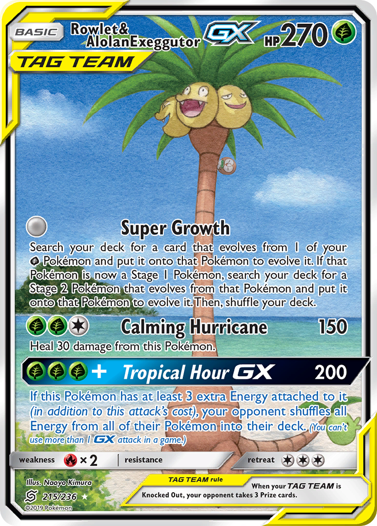 Rowlet & Alolan Exeggutor GX (215/236) [Sun & Moon: Unified Minds] | Silver Goblin