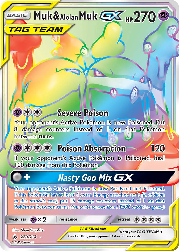 Muk & Alolan Muk GX (220/214) [Sun & Moon: Unbroken Bonds] | Silver Goblin