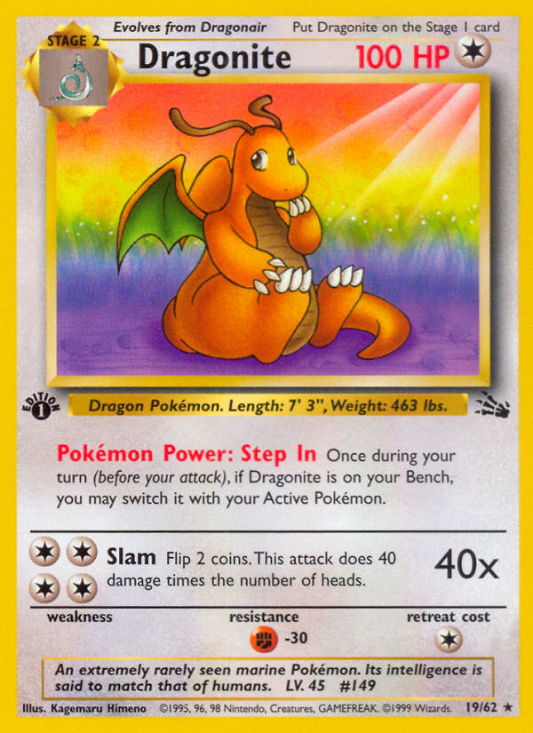 Dragonite (19/62) [Fossil 1st Edition] | Silver Goblin