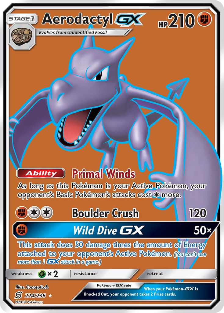 Aerodactyl GX (224/236) [Sun & Moon: Unified Minds] | Silver Goblin