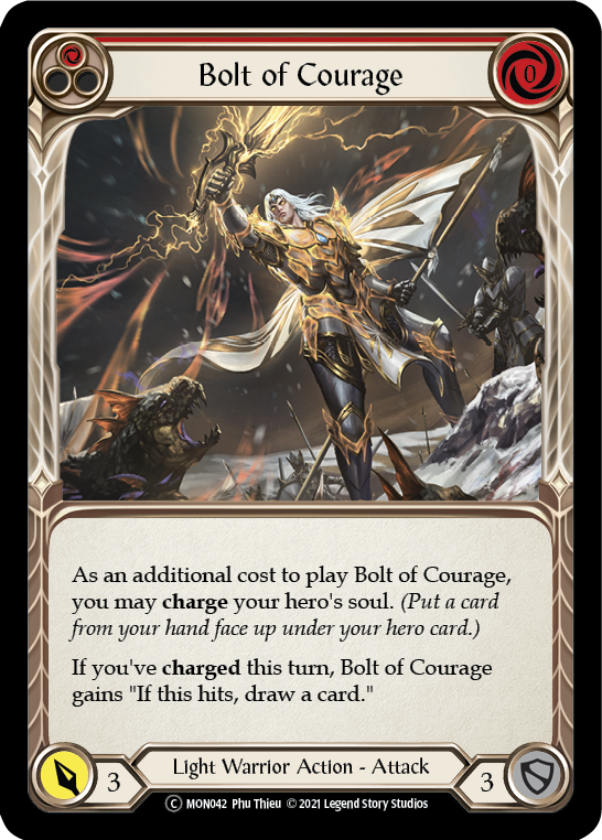 Bolt of Courage (Red) [U-MON042-RF] (Monarch Unlimited)  Unlimited Rainbow Foil | Silver Goblin