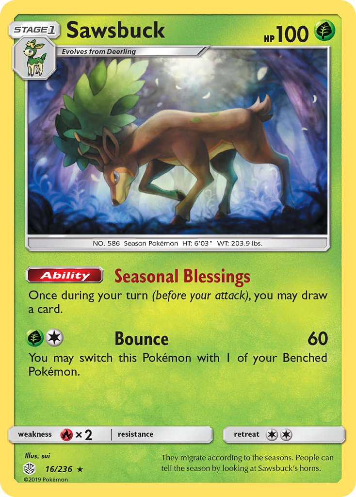 Sawsbuck (16/236) [Sun & Moon: Cosmic Eclipse] | Silver Goblin