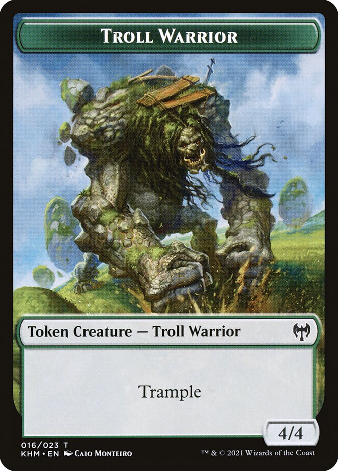 Elf Warrior // Troll Warrior Double-Sided Token [Kaldheim Tokens] | Silver Goblin