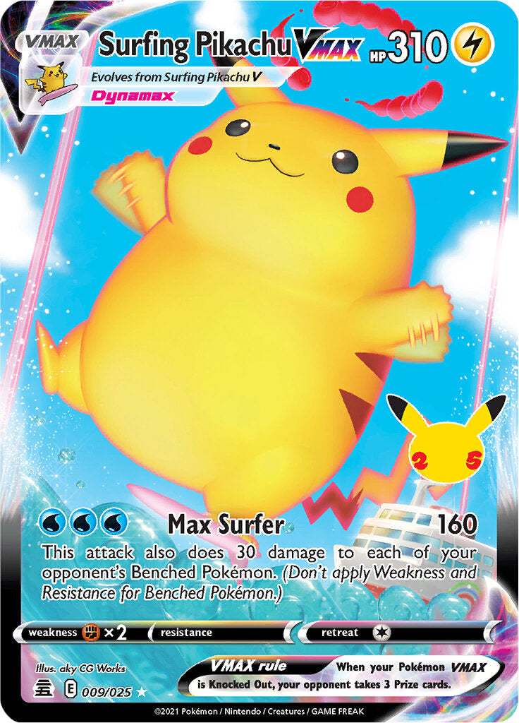 Surfing Pikachu VMAX (009/025) [Celebrations: 25th Anniversary] | Silver Goblin