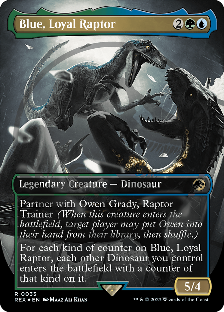 Blue, Loyal Raptor (Emblem) (Borderless) [Jurassic World Collection Tokens] | Silver Goblin