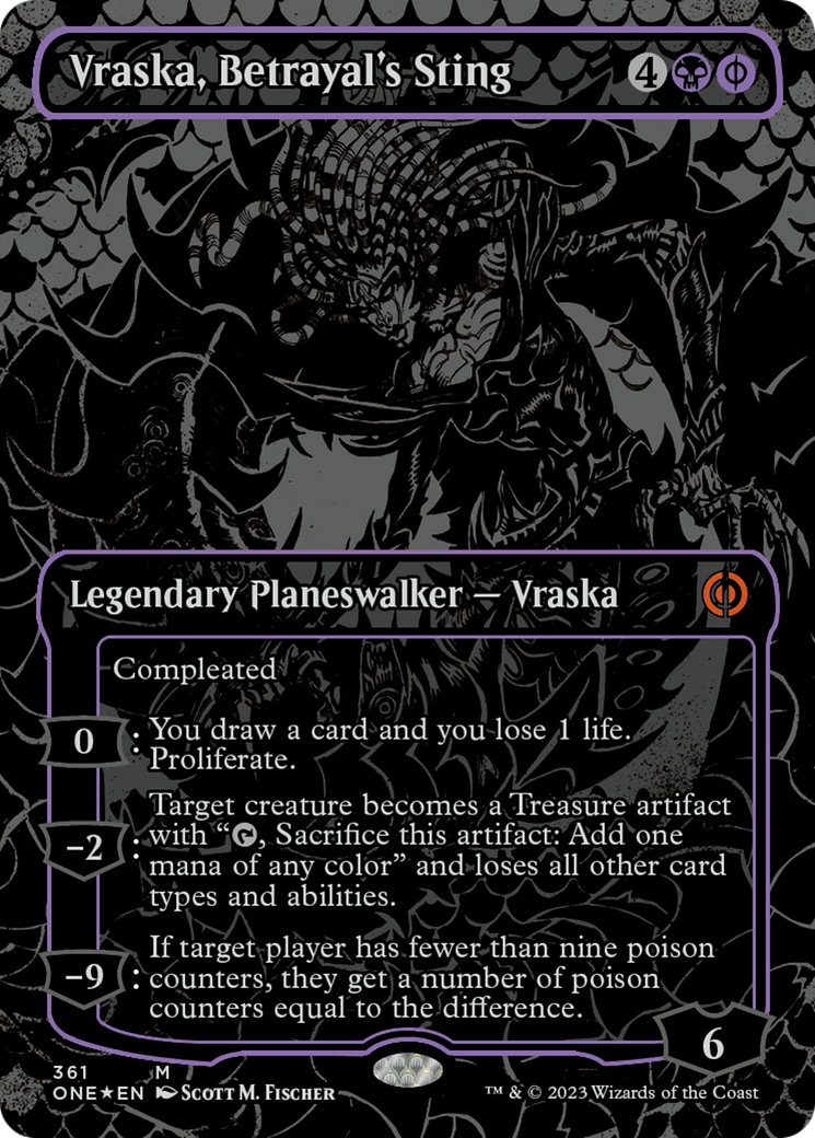 Vraska, Betrayal's Sting (Oil Slick Raised Foil) [Phyrexia: All Will Be One] | Silver Goblin