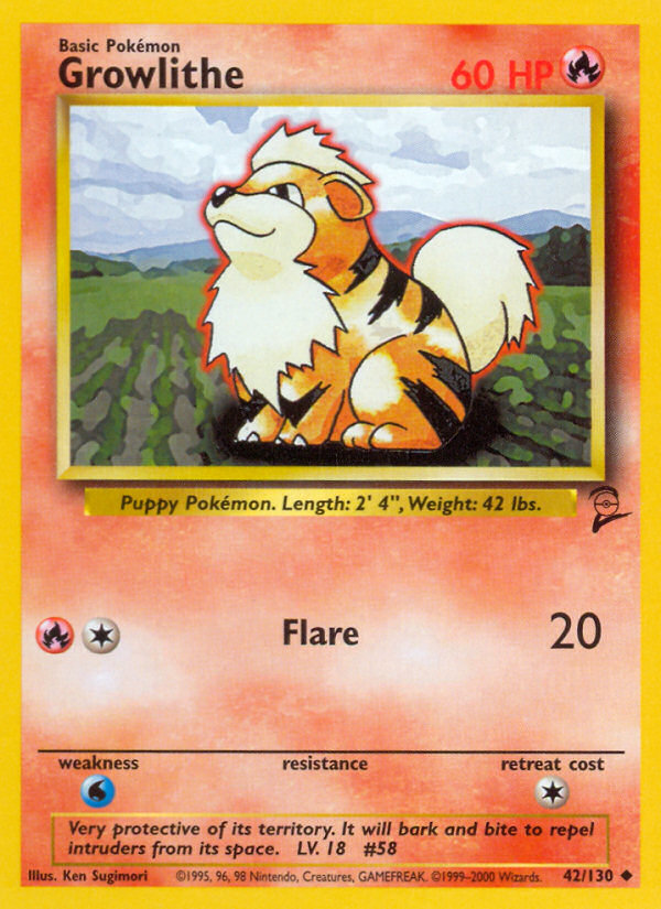 Growlithe (42/130) [Base Set 2] | Silver Goblin