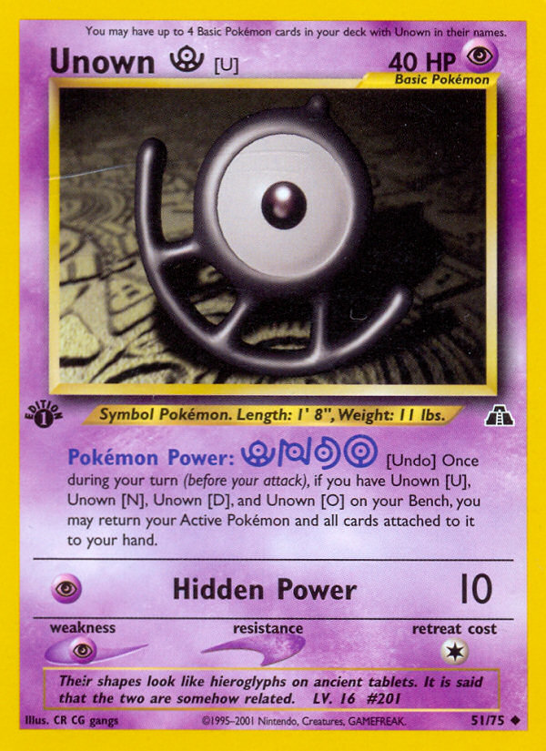 Unown [U] (51/75) [Neo Discovery 1st Edition] | Silver Goblin