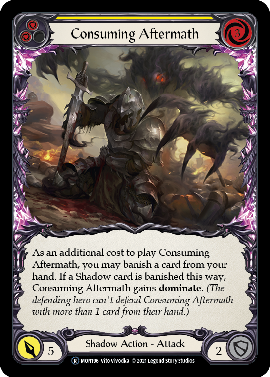 Consuming Aftermath (Yellow) [U-MON196-RF] (Monarch Unlimited)  Unlimited Rainbow Foil | Silver Goblin