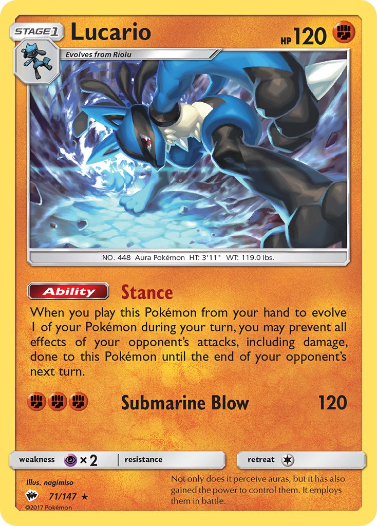 Lucario (71/147) (Theme Deck Exclusive) [Sun & Moon: Burning Shadows] | Silver Goblin