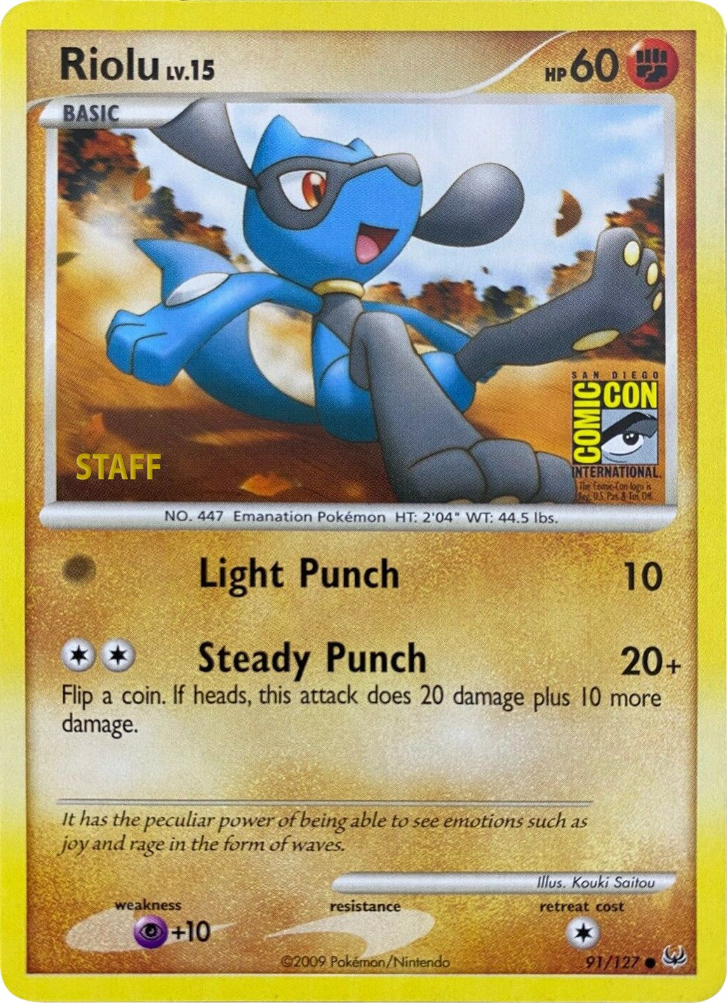 Riolu (91/127) (SDCC 2009) (Staff) [Platinum: Base Set] | Silver Goblin