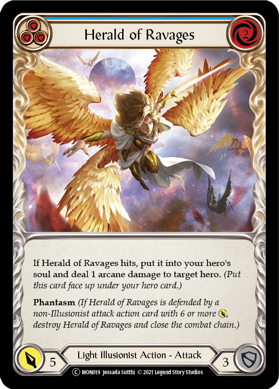 Herald of Ravages (Blue) [U-MON019-RF] (Monarch Unlimited)  Unlimited Rainbow Foil | Silver Goblin