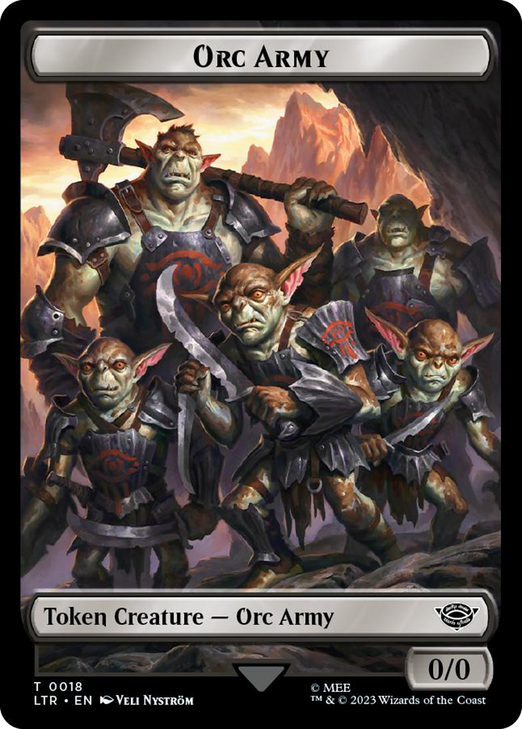 Orc Army (0018) // Food (0024) Double-Sided Token (Surge Foil) [The Lord of the Rings: Tales of Middle-Earth Tokens] | Silver Goblin
