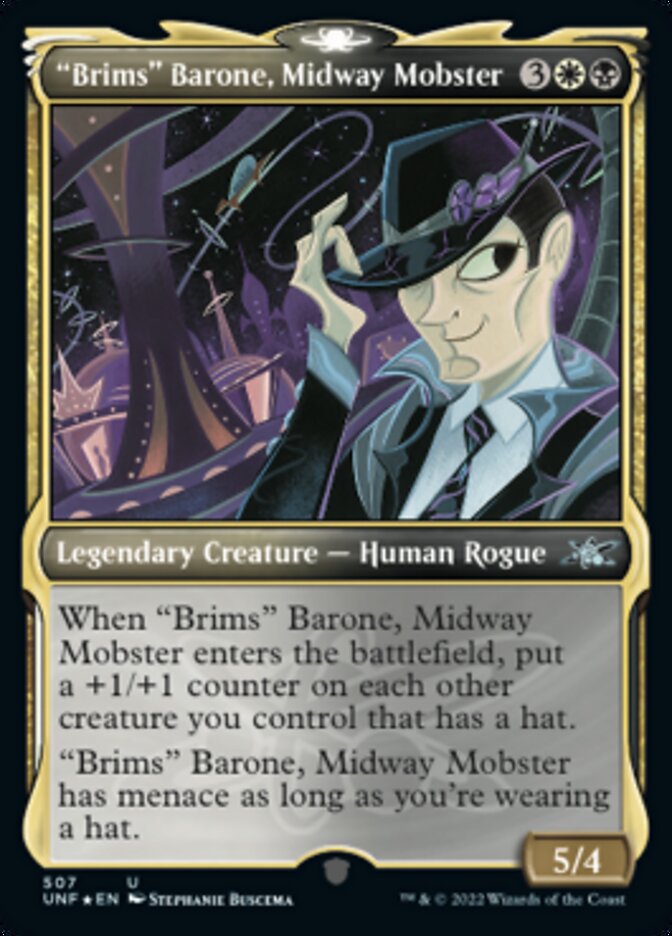 "Brims" Barone, Midway Mobster (Showcase) (Galaxy Foil) [Unfinity] | Silver Goblin