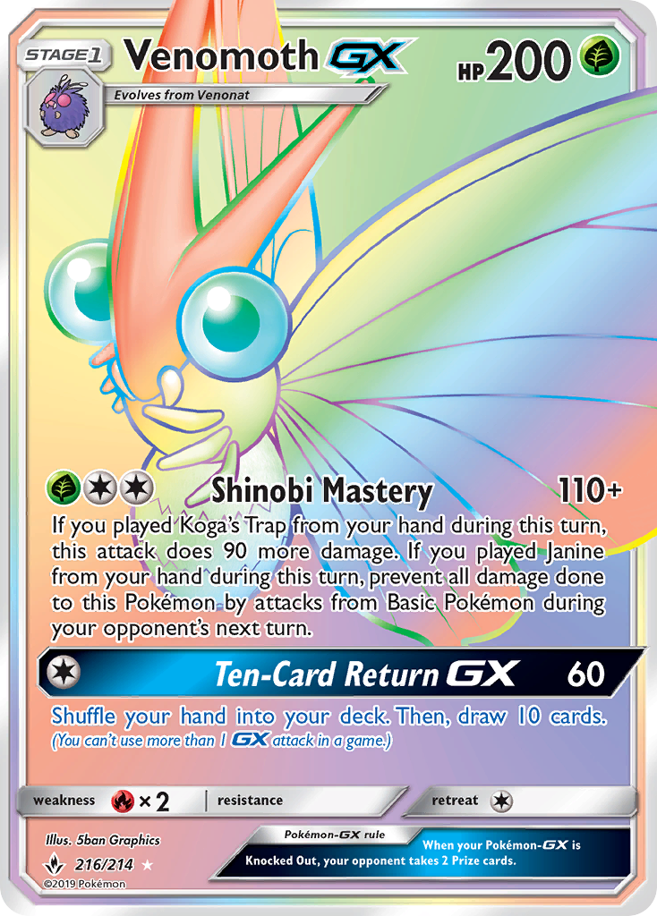 Venomoth GX (216/214) [Sun & Moon: Unbroken Bonds] | Silver Goblin