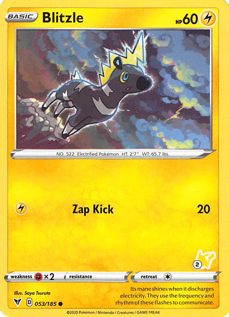 Blitzle (053/185) (Pikachu Stamp #2) [Battle Academy 2022] | Silver Goblin
