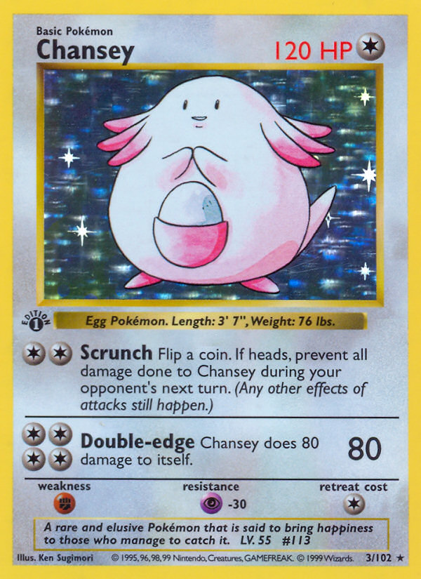 Chansey (3/102) (Shadowless) [Base Set 1st Edition] | Silver Goblin