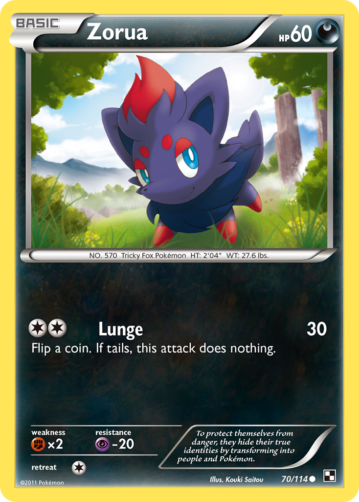 Zorua (70/114) [Black & White: Base Set] | Silver Goblin