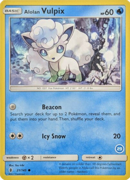 Alolan Vulpix (21/145) (Deck Exclusive #29) [Sun & Moon: Trainer Kit - Alolan Ninetales] | Silver Goblin