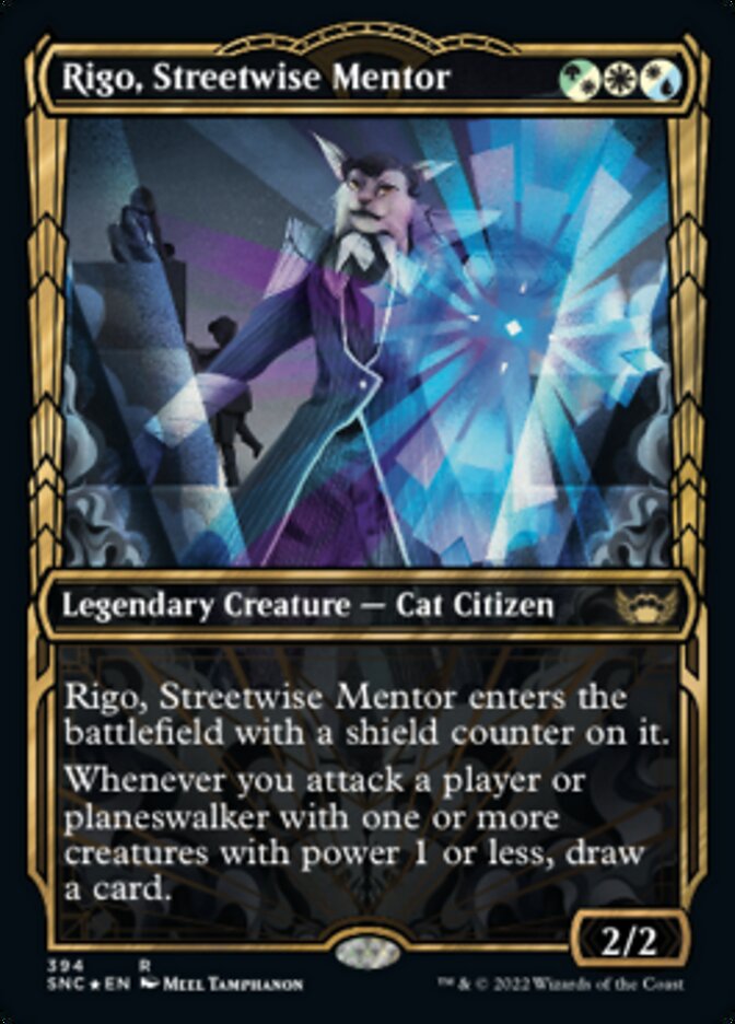 Rigo, Streetwise Mentor (Showcase Golden Age Gilded Foil) [Streets of New Capenna] | Silver Goblin